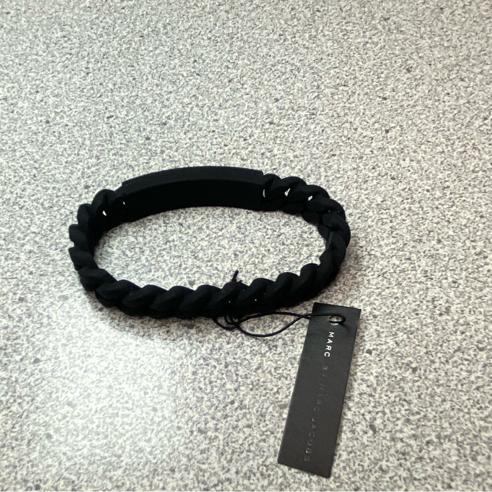 Marc by Marc Jacobs Black Braided Bracelet with Etched Top NWT